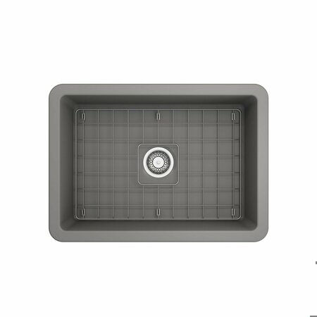 BOCCHI Sotto Dual-mount Fireclay 27 in. Single Bowl Kitchen Sink in Matte Gray 1360-006-0120